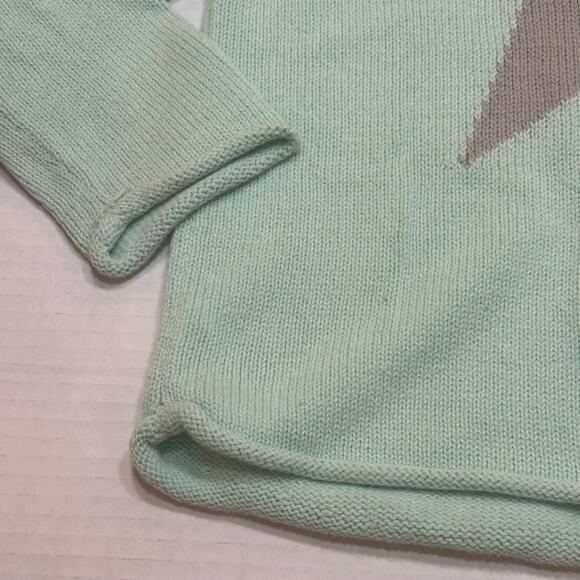Mint Green Star Sweater sz 3T Girl's Knit Sweater Rolled neck knit sweater - Picture 2 of 6